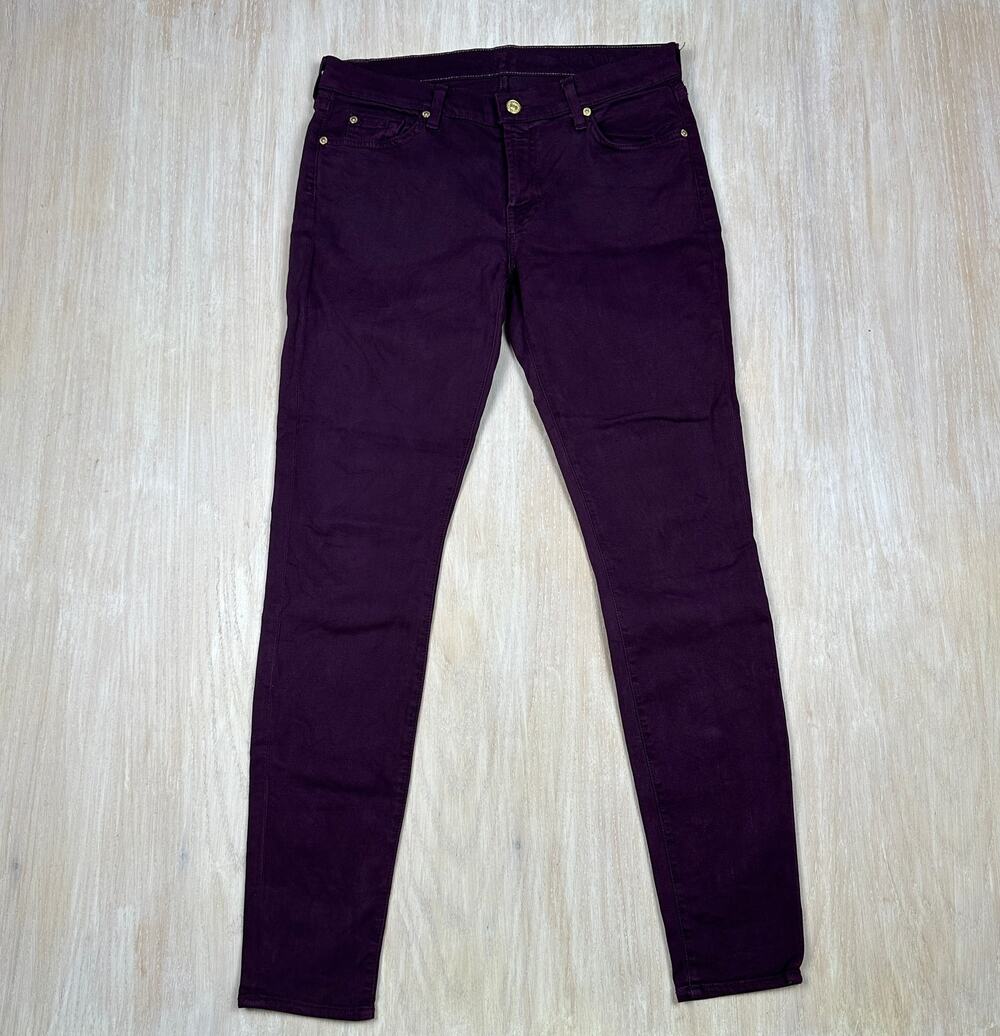 7 for all Mankind Burgundy Purple The Skinny Low Rise Stretch Casual Jeans 32